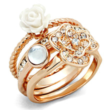 Load image into Gallery viewer, 3W1490 - Rose Gold Brass Ring with Synthetic Synthetic Stone in White