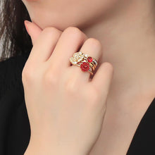 Load image into Gallery viewer, 3W1495 - Gold Brass Ring with Synthetic Synthetic Stone in Siam