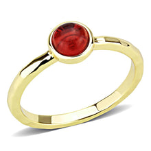 Load image into Gallery viewer, 3W1496 - Gold Brass Ring with Synthetic Synthetic Glass in Garnet