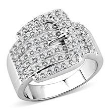Load image into Gallery viewer, 3W1502 - Rhodium Brass Ring with AAA Grade CZ  in Clear