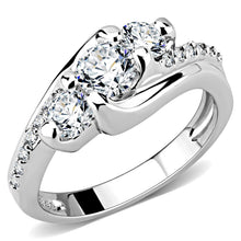 Load image into Gallery viewer, 3W1512 - Rhodium Brass Ring with AAA Grade CZ  in Clear