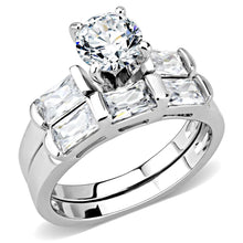 Load image into Gallery viewer, 3W1515 - Rhodium Brass Ring with AAA Grade CZ  in Clear