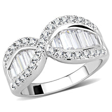 Load image into Gallery viewer, 3W1518 - Rhodium Brass Ring with AAA Grade CZ  in Clear