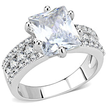 Load image into Gallery viewer, 3W1532 - Rhodium Brass Ring with AAA Grade CZ  in Clear