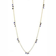 Load image into Gallery viewer, 3W1538 - Gold Brass Necklace with Semi-Precious Amethyst Crystal in Amethyst