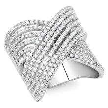 Load image into Gallery viewer, 3W1539 - Rhodium Brass Ring with AAA Grade CZ  in Clear