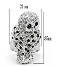 Load image into Gallery viewer, 3W155 - Rhodium Brass Ring with AAA Grade CZ  in Jet