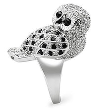 Load image into Gallery viewer, 3W155 - Rhodium Brass Ring with AAA Grade CZ  in Jet