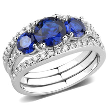Load image into Gallery viewer, 3W1566 - Rhodium Brass Ring with Synthetic Spinel in London Blue