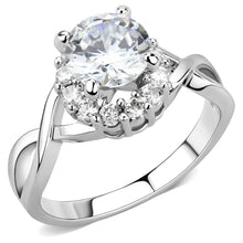 Load image into Gallery viewer, 3W1575 - Rhodium Brass Ring with AAA Grade CZ  in Clear