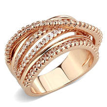 Load image into Gallery viewer, 3W1586 - Rose Gold Brass Ring with AAA Grade CZ  in Clear