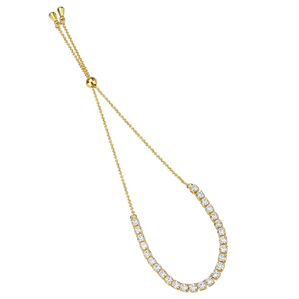 3W1647 - Gold Brass Bracelet with AAA Grade CZ in Clear