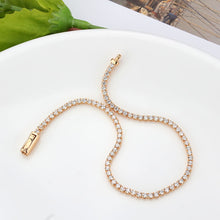 Load image into Gallery viewer, 3W1684 - Rose Gold Brass Bracelet with AAA Grade CZ in Clear