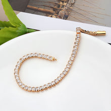 Load image into Gallery viewer, 3W1696 - Rose Gold Brass Bracelet with AAA Grade CZ in Clear
