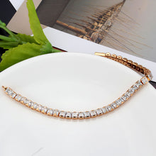 Load image into Gallery viewer, 3W1699 - Rose Gold Brass Bracelet with AAA Grade CZ in Clear