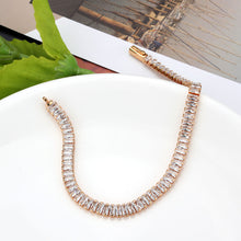 Load image into Gallery viewer, 3W1702 - Rose Gold Brass Bracelet with AAA Grade CZ in Clear