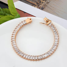 Load image into Gallery viewer, 3W1705 - Rose Gold Brass Bracelet with AAA Grade CZ in Clear