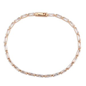 3W1708 - Rose Gold Brass Bracelet with AAA Grade CZ in Clear