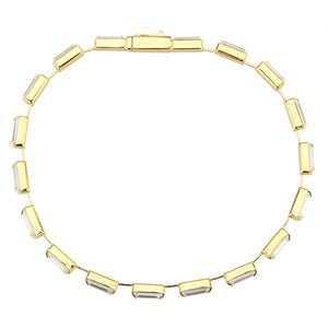 3W1713 - Gold Brass Bracelet with AAA Grade CZ in Clear