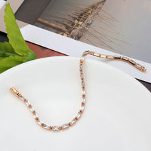 Load image into Gallery viewer, 3W1717 - Rose Gold Brass Bracelet with AAA Grade CZ in Clear