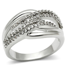 Load image into Gallery viewer, 3W174 - Rhodium Brass Ring with AAA Grade CZ  in Clear