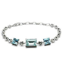 Load image into Gallery viewer, 3W176 - Rhodium Brass Bracelet with Top Grade Crystal  in Sea Blue