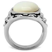 Load image into Gallery viewer, 3W186 - Rhodium Brass Ring with Precious Stone Conch in White