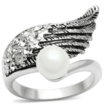Load image into Gallery viewer, 3W191 - Rhodium Brass Ring with Synthetic Pearl in White