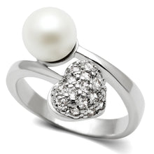 Load image into Gallery viewer, 3W192 - Rhodium Brass Ring with Synthetic Pearl in White