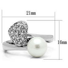 Load image into Gallery viewer, 3W192 - Rhodium Brass Ring with Synthetic Pearl in White