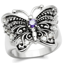 Load image into Gallery viewer, 3W204 - Rhodium Brass Ring with AAA Grade CZ  in Amethyst