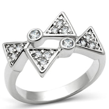 Load image into Gallery viewer, 3W225 - Rhodium Brass Ring with AAA Grade CZ  in Clear