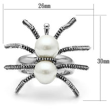 Load image into Gallery viewer, 3W226 - Rhodium Brass Ring with Synthetic Pearl in White