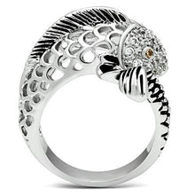 Load image into Gallery viewer, 3W234 - Rhodium Brass Ring with AAA Grade CZ  in Champagne