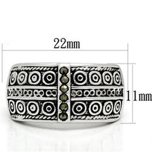 Load image into Gallery viewer, 3W239 - Rhodium Brass Ring with Semi-Precious Marcasite in Black Diamond