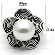 Load image into Gallery viewer, 3W240 - Rhodium Brass Ring with Synthetic Pearl in White