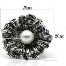 Load image into Gallery viewer, 3W259 - Rhodium Brass Ring with Synthetic Pearl in White