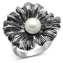 Load image into Gallery viewer, 3W259 - Rhodium Brass Ring with Synthetic Pearl in White