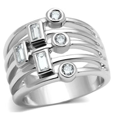 Load image into Gallery viewer, 3W271 - Rhodium Brass Ring with AAA Grade CZ  in Clear