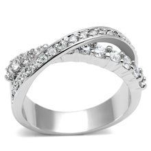 Load image into Gallery viewer, 3W274 - Rhodium Brass Ring with AAA Grade CZ  in Clear