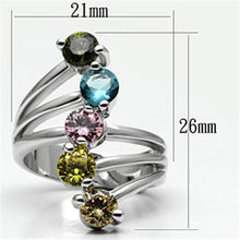 Load image into Gallery viewer, Lyra Cocktail Ring - Rhodium Brass, AAA CZ , Multi Color - 3W291