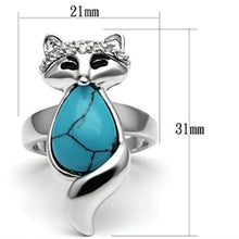 Load image into Gallery viewer, 3W295 - Rhodium Brass Ring with Synthetic Turquoise in Sea Blue