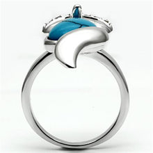 Load image into Gallery viewer, 3W295 - Rhodium Brass Ring with Synthetic Turquoise in Sea Blue