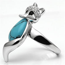 Load image into Gallery viewer, 3W295 - Rhodium Brass Ring with Synthetic Turquoise in Sea Blue