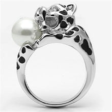 Load image into Gallery viewer, 3W297 - Rhodium Brass Ring with Synthetic Pearl in White