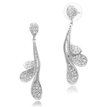 Load image into Gallery viewer, 3W299 - Rhodium Brass Earrings with AAA Grade CZ  in Clear