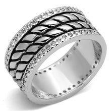 Load image into Gallery viewer, 3W306 - Rhodium Brass Ring with AAA Grade CZ  in Clear