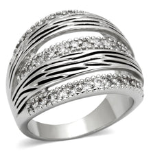 Load image into Gallery viewer, 3W307 - Rhodium Brass Ring with AAA Grade CZ  in Clear
