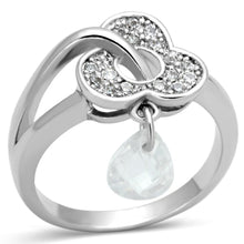 Load image into Gallery viewer, 3W312 - Rhodium Brass Ring with AAA Grade CZ  in Clear