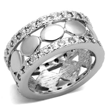 Load image into Gallery viewer, 3w319 - Rhodium Brass Ring with AAA Grade CZ  in Clear